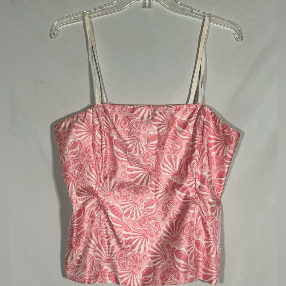 VINEYARD VINES PINK FLORAL PRINT THIN SPAGHETTI STRAP SILK TANK TOP WOMENS 14